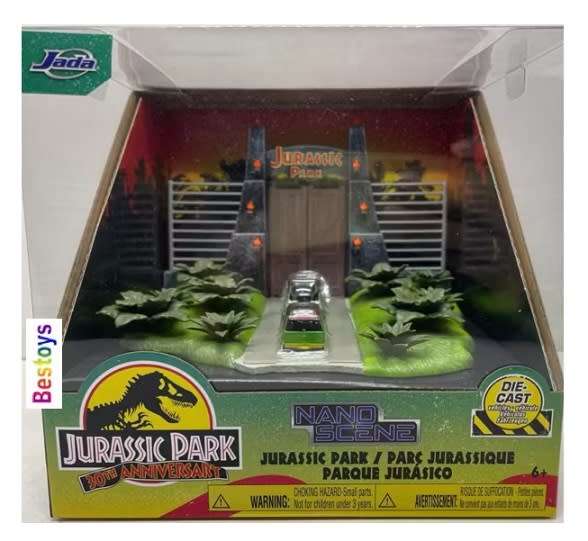JADA Diecast Model Nano Set 34244 Jurassic Park Cars + Dinosaurs Diorama Movie Film TV