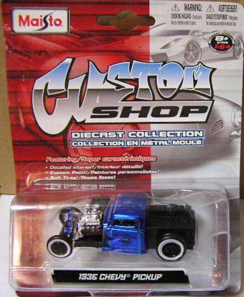 Maisto Diecast Model Car Custom Shop ,Chevrolet Chevy Pickup 1936 , 1/64 scale , new in blister pack