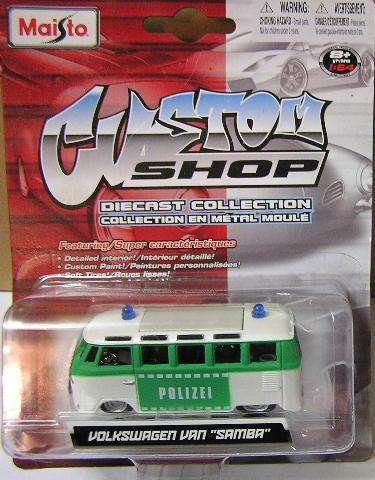 Maisto Custom Shop Volkswagen VW Kombi Van Bus Samba Police "Polizei" , 1/64 scale , new in blister