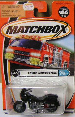 Matchbox Diecast Model No 46 , Police Motorcycle Bike , 2000 on card , new in blister pack
