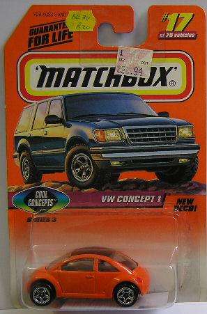 Matchbox Diecast Model Car No 17 / 75 Volkswagen VW Beetle Concept 1 1997 on card new in pack