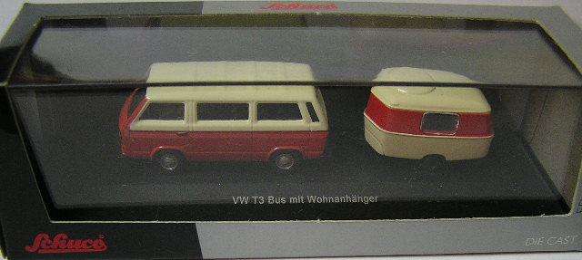 Schuco Car 2572200 Volkswagen VW Kombi T3 T 3 Kombi plus Caravan , HO 1/87 scale , new in box