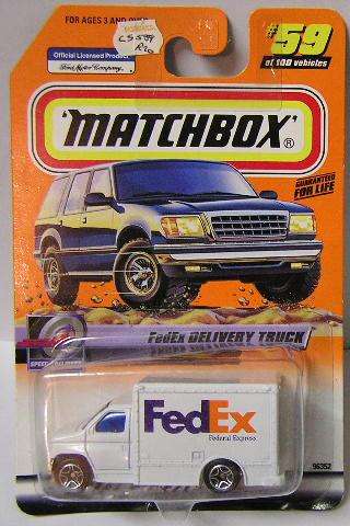 Matchbox Car No 59 , Ford Box Delivery Truck "FedEx" , 1999 on card , new in blister pack