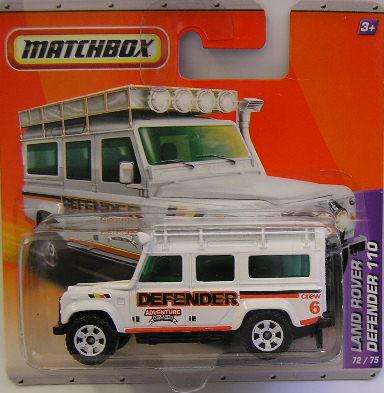 Matchbox Diecast Model Car No 72 Land Rover Defender 110 "Defender" 2010 on card new in blister pack
