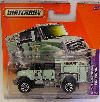 Matchbox Car No 52 International Workstar Truck "Erim County Forestry" , 2010 on card,new in blister