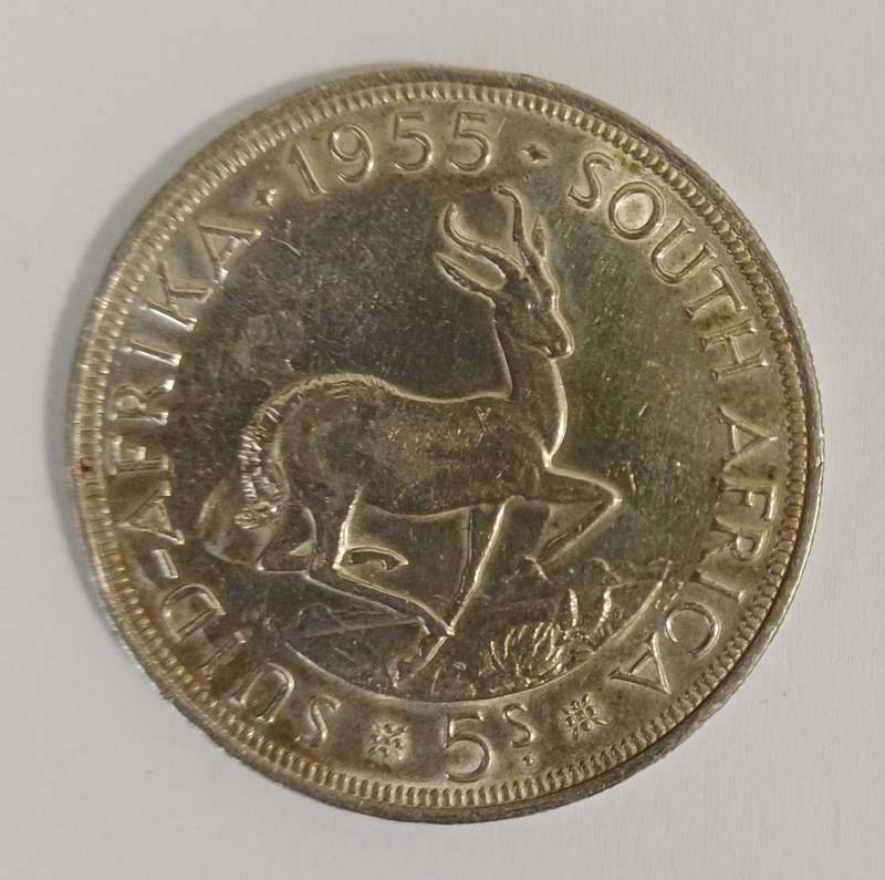 5 shilling 1955 50% silver