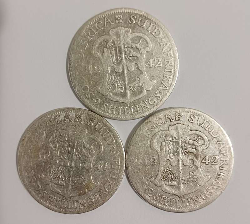 2 shilling set, 80% silver.