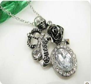 New Guess Skull Crown Charm Necklace