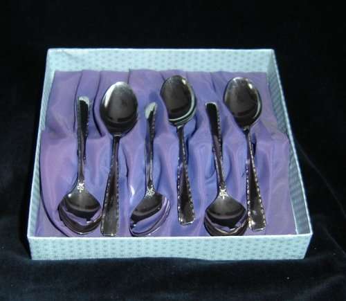 SET OF SIX BOXED EETRITE EPNS A1 "PEARL" DESIGN SILVER-PLATED TEASPOONS