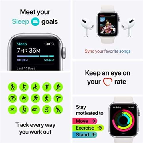 Apple Watch SE 40MM A2351 Space Gray Aluminum Case Black Sport Band-New