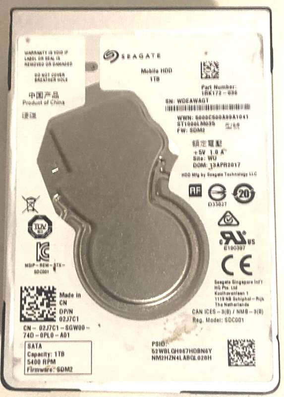 Seagate ST1000LM035 1TB HDD 100% Health Good Working Condition