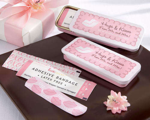 Hugs & Kisses from Mr. & Mrs.! Adhesive Bandages in Reusable Tin