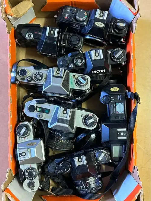 Vintage film camera lenses parts and accessories as is bargain box 1