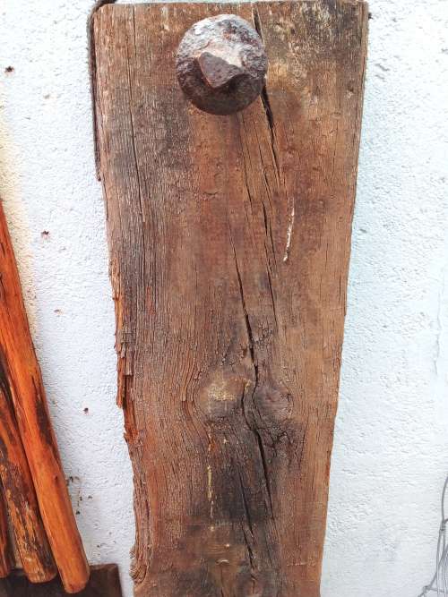 Antique ( Circa 1900) ZAR wood railroad sleeper with original ZAR Bolt attached to it.