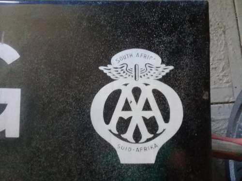 1940`s Enamel road sign board with South Africa AA sign on board / Rare find !!!