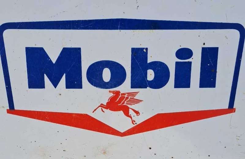 Double sided vintage enamel Mobil sign.