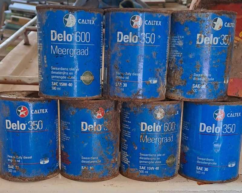 Collection of vintage oil cans.