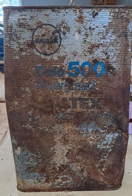 Collection of vintage oil cans.