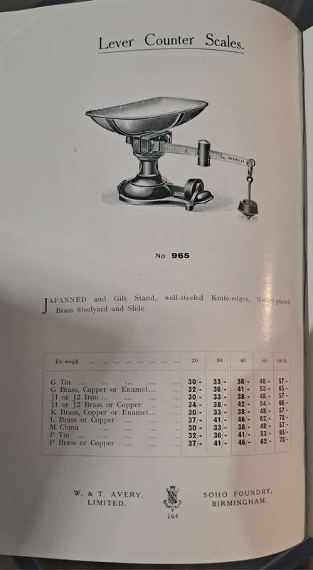 W & T Avery Ltd. Weighing Apparattus - 1909