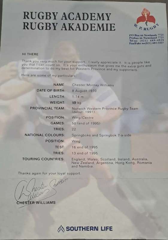 Chester Williams signed letter and book.