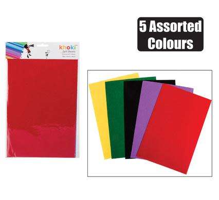 ART+CRAFT ACCESSORIES FELT SHEETS 5PCE x 3packs