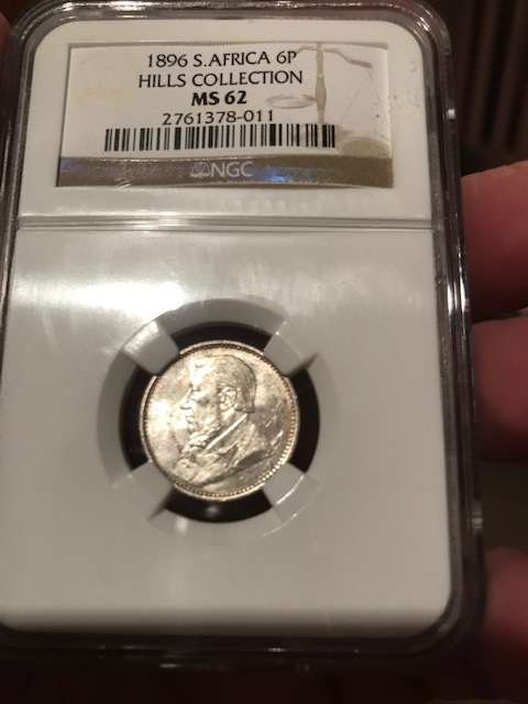 ######## ZAR 1896 6 Pence NGC MS 62 , Hills Collection - R1 Auction 7 Days only !! #########