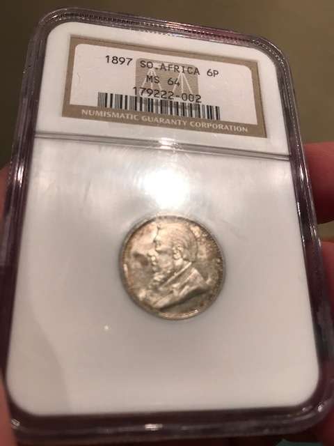 ######## ZAR 1897 6 Pence NGC MS 64 - R1 Auction 7 Days only !! #########