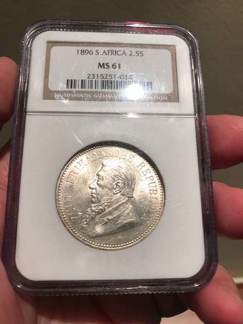 ######## ZAR 1896 2.5 Shilling NGC MS 61 - R1 Auction 7 Days only !! #########