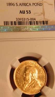 ######## 1896 ZAR POND NGC AU 53 - High Grade & Very Lustrous !!!!!########