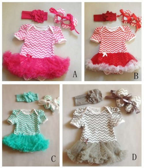chevron baby romper with tutu, matching baby shoes and headband set
