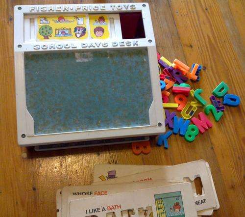 Fisher Price Toy School Days Desk with stencils and Acessories