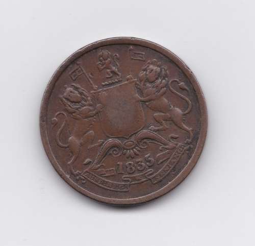 1835 EAST INDIA COMPANY HALF ANNA COIN -TOP GRADE - RARE - 183 YEARS OLD - PLEASE CHECK SCANS