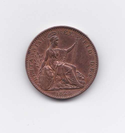 1 x 1825 GREAT BRITAIN  FARTHING - TOP GRADE - RARE - 193 YEARS OLD - PLEASE CHECK SCANS OF COIN