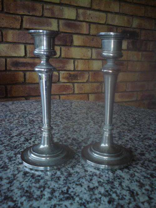 Small Pair of plated Candle Holders (Old)