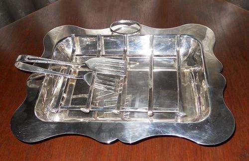 Silver plated Asparagus Dish & Serving Tongs