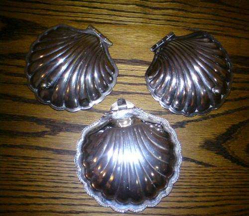 3 x Silver Plated Shell shaped Butter Dishes