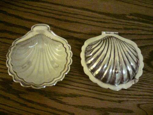 2 Silver Plated Shell Shaped Butter Dishes