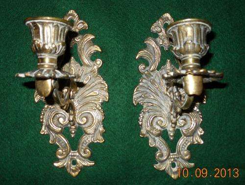 Pair Brass Piano Candle Holders