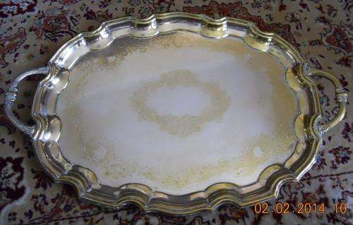 Good Quality Silver Plated Tray on Bun Feet
