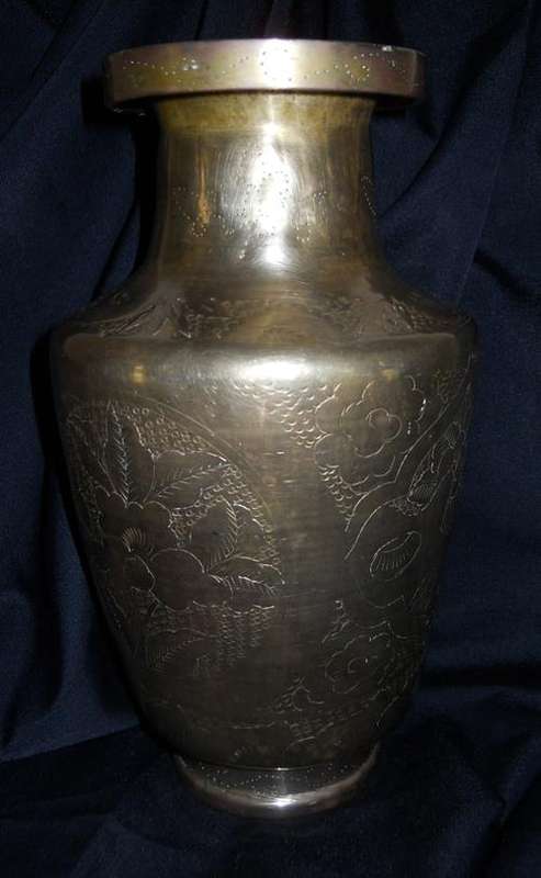 Solid Brass Vase with Pretty Engraved Design