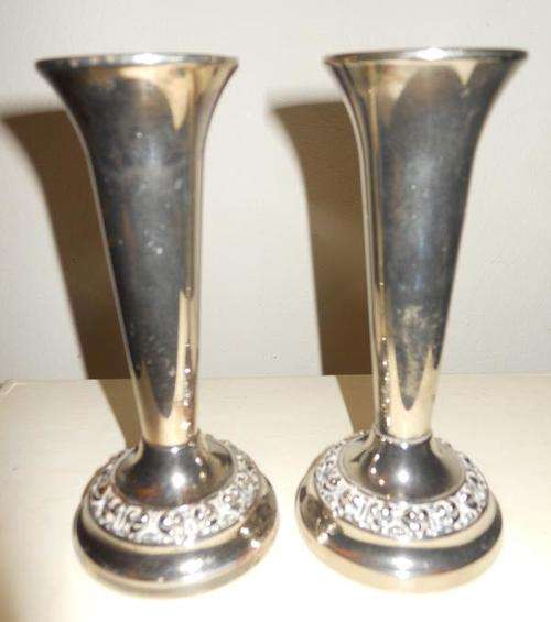Pair of Silver Plated Vases / Candle Holders