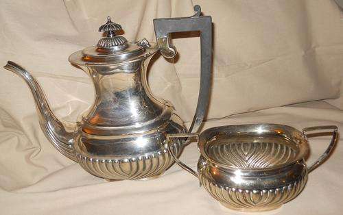 Silver Plated Victorian Style Coffee Pot and Sugar Bowl