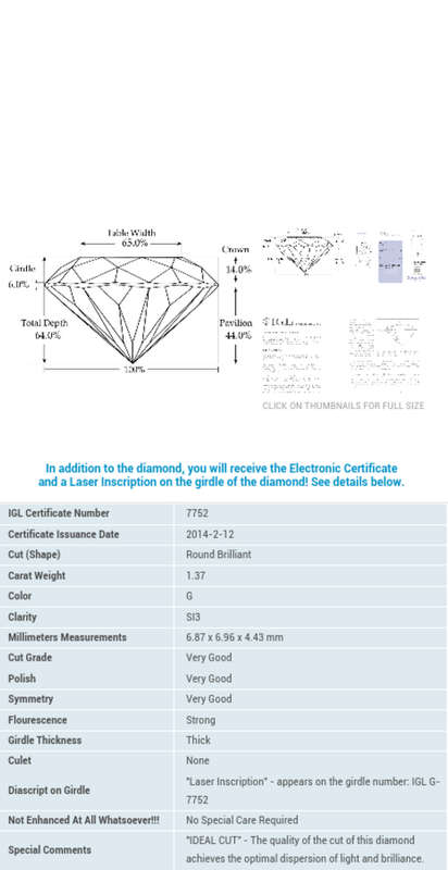 1.37 Igl certified diamond g si3 erv R265 000