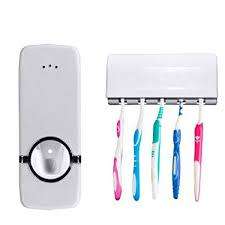 Toothpaste Dispenser with Toothbrush Holder