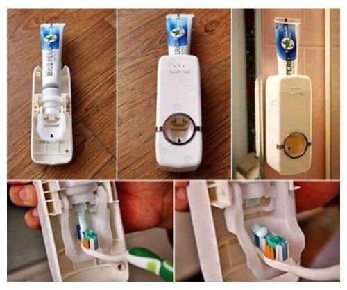 Toothpaste Dispenser with Toothbrush Holder