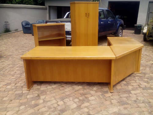 L shape Office desk and cupboards