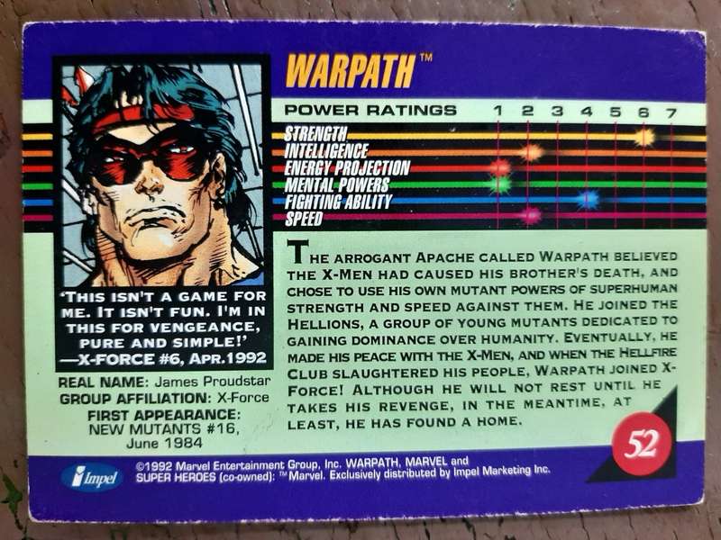 Marvel Super Heroes 52, Warpath