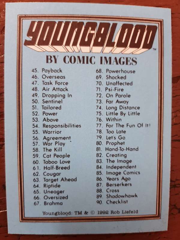 Comic Images Youngblood: Checklist