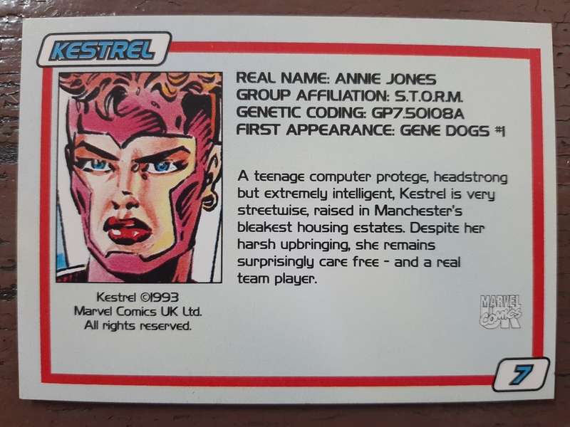Gene card #7, Kestrel