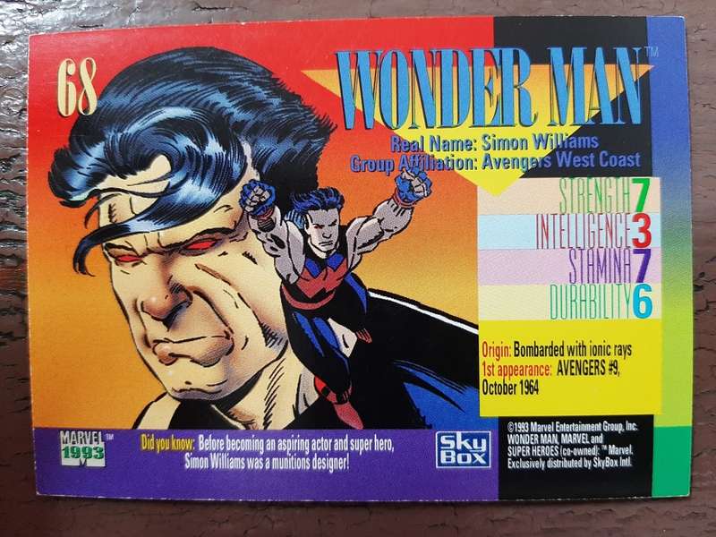 Marvel 1993 Super Heroes #68, Wonder Man